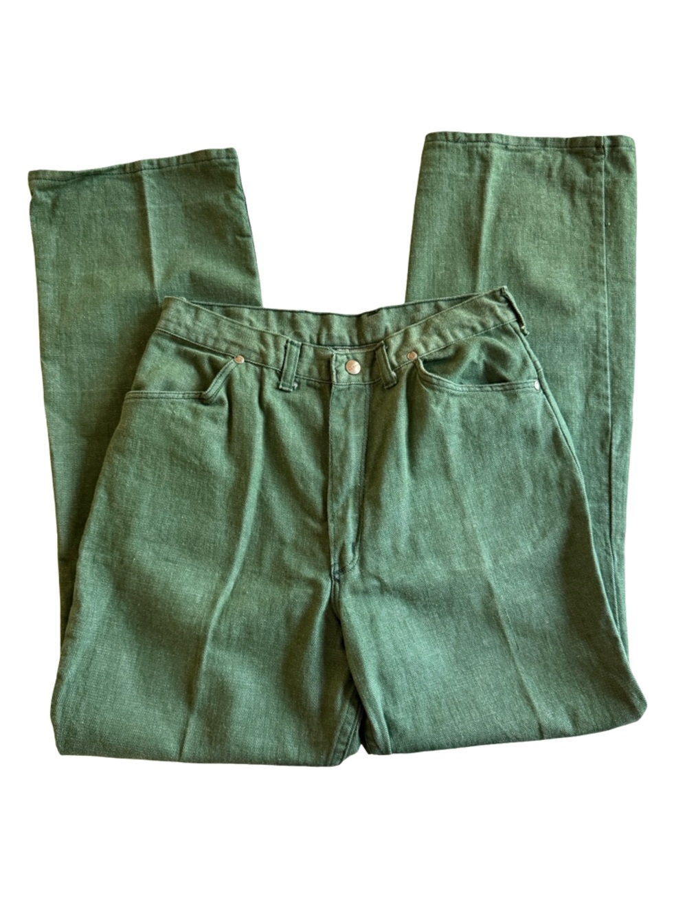 Vintage Maverick Blue Bell Green Jeans Women 28x28 Straight Leg USA 70s 80s